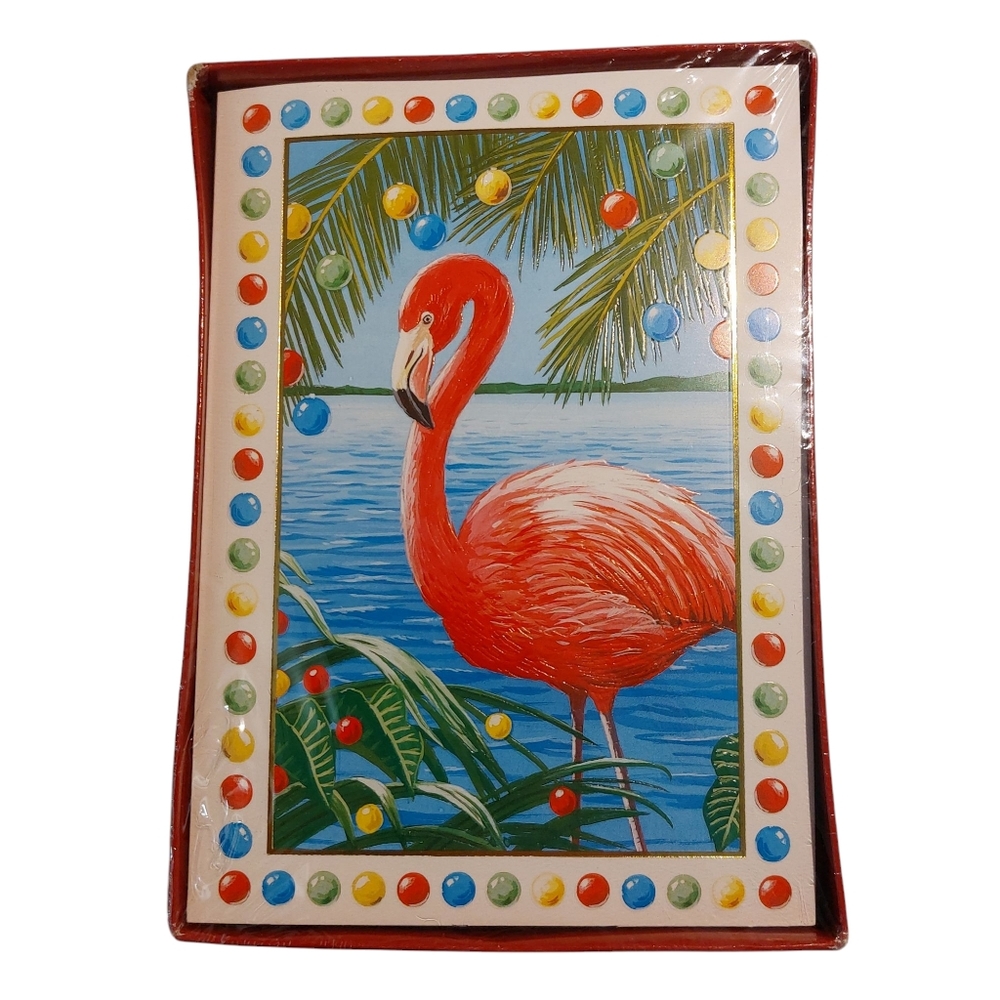 Christmas Holiday Cards Pink Flamingo NEW
